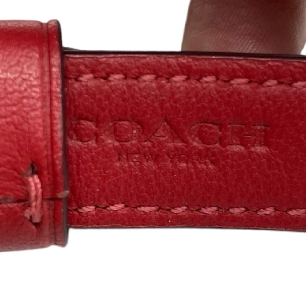 Coach Small Pet Collar Signature Canvas Brown Bold Red Leather Choker Designer - Picture 6 of 8
